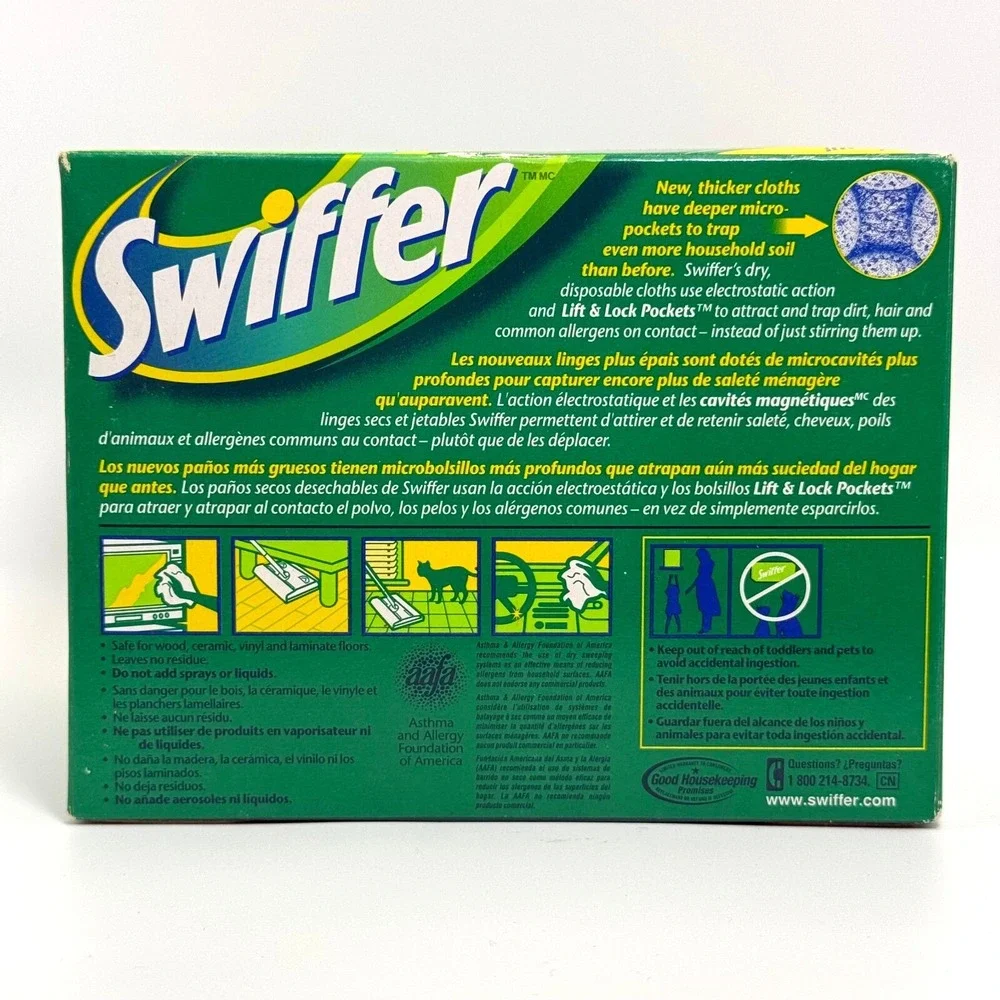 Vtg 1999 Swiffer 32 Disposable Dry Cloths Box Pat. Pending P&G Clean‎ Mop Duster